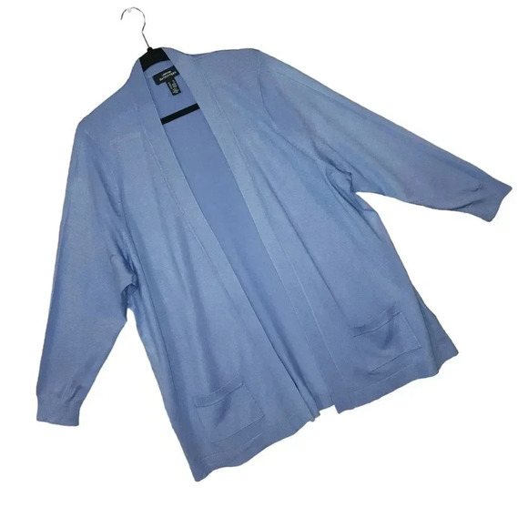 New Lands' End Outfitters Women's Blue Open Front Long Sleeves Cardigan Size 2X - Picture 2 of 6
